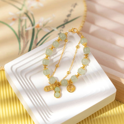 Imitation Hetian Yu bracelet female ins niche design non-fading retro light luxury temperament bracelet girlfriends gift Bai match