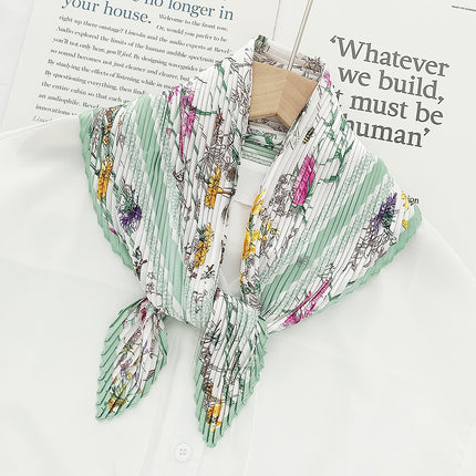 Crumpled Scarf Women's Spring and Summer Elegant Printed Diamond Scarf Korean Style Professional Small Scarf All-match Decorative Thin Scarf