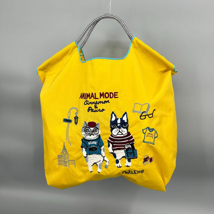 ball chain Japanese high quality eco-friendly shopping bag embroidered hand canvas bag nylon shopping bag