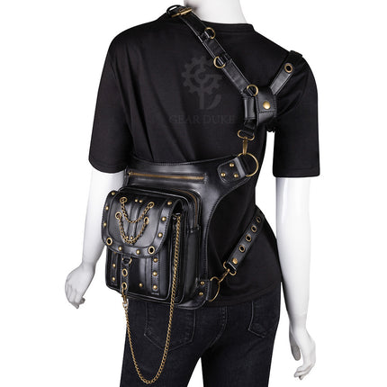 New Style Bag Women's Steampunk Retro Bag Shoulder Crossbody Bag Women's Fashionable Outdoor Mobile Phone Chain Waist Bag for Men