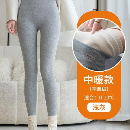 Leggings Winter Fleece-Lined Outer Wear 2025 New Pure Threaded Cotton Thickeneded Cashmere Women's High Waist Gray Thermal Pants