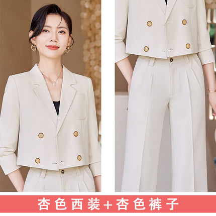 Short Blazer for Petite Women, Stylish Suit Set, 2025 New Spring and Autumn Casual Formal Two-Piece Set
