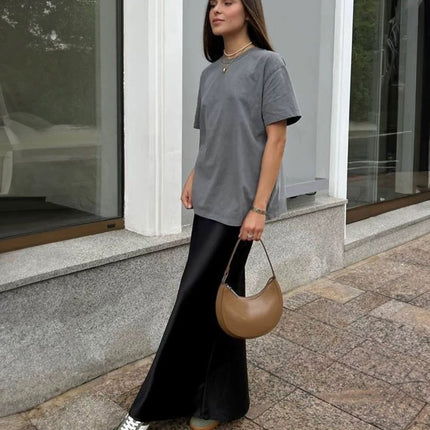 Floor-Length Extended Version for Tall Individuals, 2025 Spring Imported Japanese Triacetate Ankle-Length A-Line Fishtail Skirt