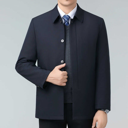 Middle-Aged and Elderly Men's Mink Velvet Lining Cotton Outwear Men's Lapel Lightweight Warm Cotton Outwear Dad's Winter Thickeneded Cotton Jacket