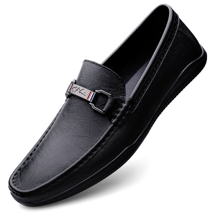 2025 Slip-on Middle-aged Peas Shoes Comfortable First Layer Cowhide Soft Leather Soft Bottom Breathable Casual Leather Shoes Loafers
