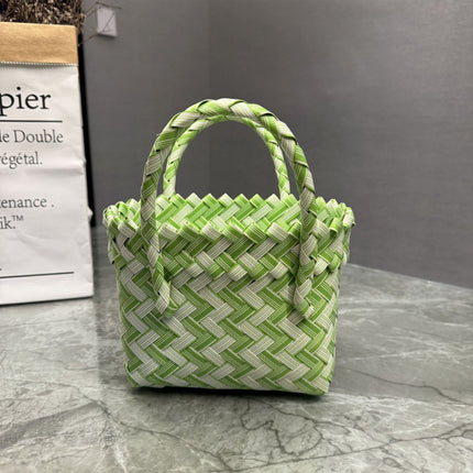Plastic Woven Bow Basket Bag / Sac Panier Tressé Nœud Plastique
