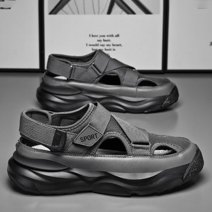 Hollow-Out Perforated Shoes, Summer Outdoor Sandals, New Style, Breathable Driving Shoes, Outdoor Men's Shoes, Closed-Toe Beach Sandals
