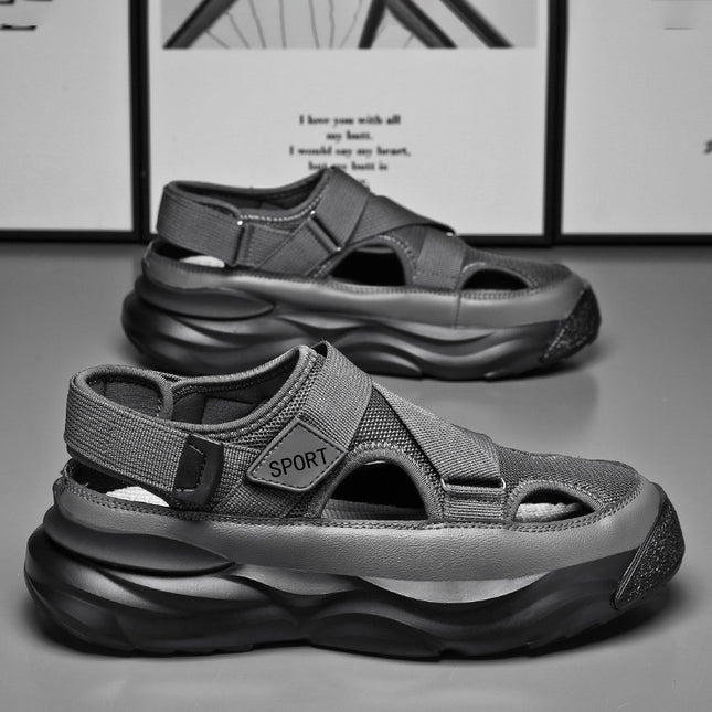 Hollow-Out Perforated Shoes, Summer Outdoor Sandals, New Style, Breathable Driving Shoes, Outdoor Men's Shoes, Closed-Toe Beach Sandals