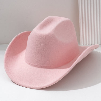 Solid Color Light Board Felt Western Cowboy Hat Outdoor Autum Hat Women's Simple French Hat Men's High-End