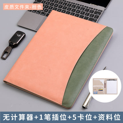 A4 Leather Folder Customized Business Multi-Functional 4S Sales Manager Talks about Single Measuring Room Folder with Calculator Board Clip