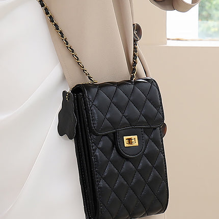 2024 New Leather Tassel Hardware Ball Small Chanel Style Diamond Chain Mobile Phone Bag Shoulder Crossbody Mini Small Bag