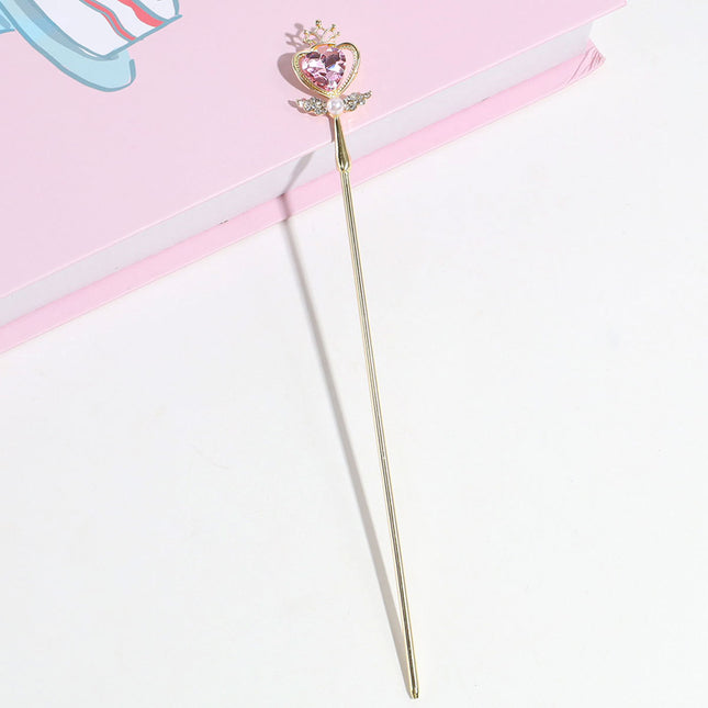 Girl's Love Rhinestone Magic Wand Hairpin Daily Simple Fashion Sweet Hairpin High-end Pearl Hairpin Hair Accessories