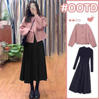 Pink jacket + black dress / M recommendation [ 40-50kg ]