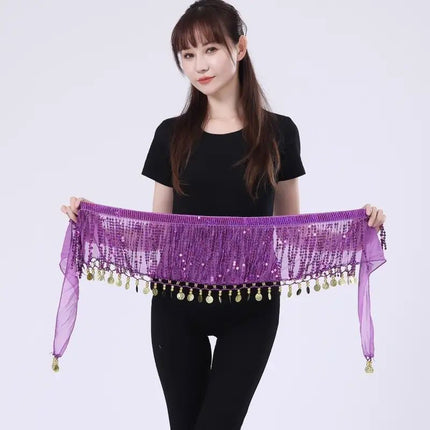 HALLOWEEN Hip for Belly Dance Indian Dance Performance Waist Chain with Belt Skirt Waist Towel Sequins Tassel