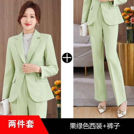 light blue Suit suit Women's 2023 New Autumn and Winter Thickened Business Wear Commuting Elegant Fashionable Age-reducing Two-piece Set