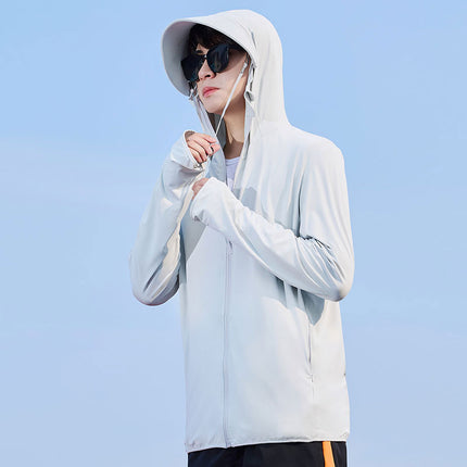 Ice Silk Breathable Thin Men's Sunscreen Clothing Fishing Sunscreen Clothing Hooded Men's Anti-UV Skin Clothing Sunshade Outdoor Men