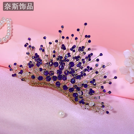 Naisa326 Colorful Crystal Wedding Dress Accessories Rhinestone Crown Wedding Bride Preparation Supplies Styling Headdress
