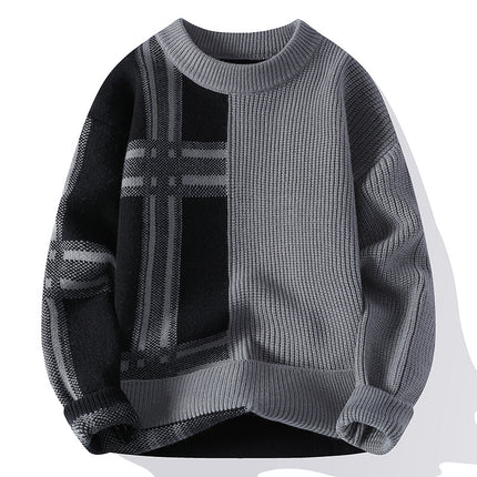Round Neck Pullover Men's Casual Sweater Casual Color Matching Youth Bottoming Sweater Sweater Trendy Men's Clothing Drop Shipping