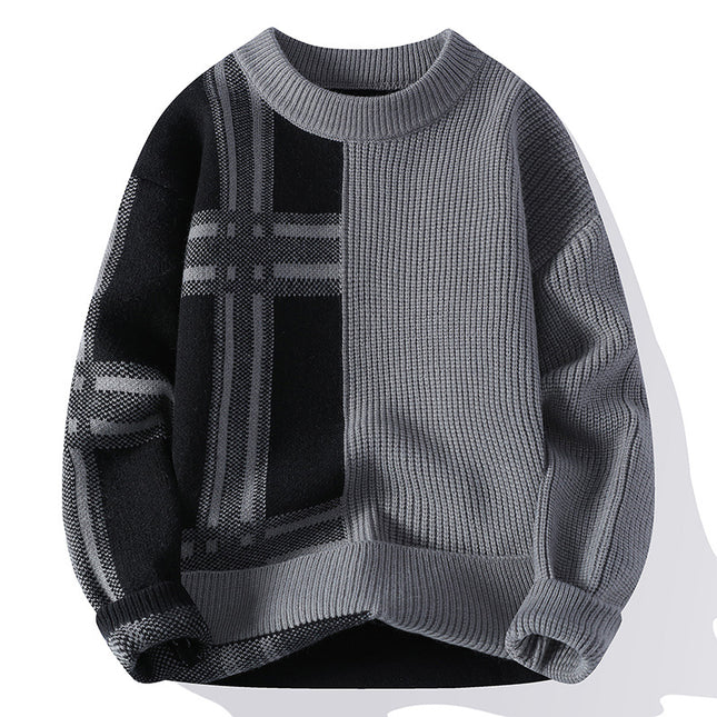 Round Neck Pullover Men's Casual Sweater Casual Color Matching Youth Bottoming Sweater Sweater Trendy Men's Clothing Drop Shipping