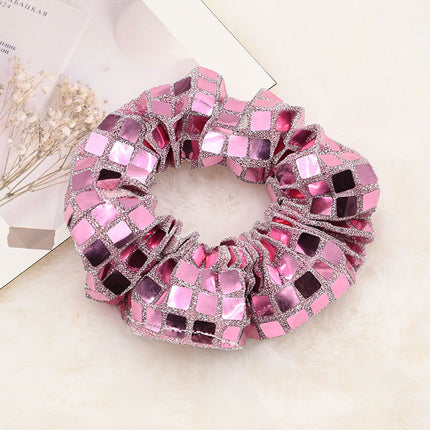 New cross-border silver large intestine hair ring women's head high sense hair ring fabric hair rope light luxury hair accessories wholesale