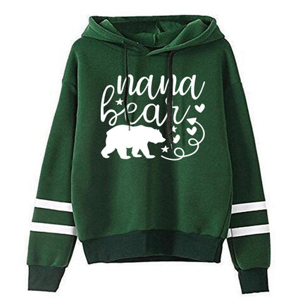 Cross-border foreign trade sources nana bear printed striped parallel bars hoodie long sleeve men's and women's European size plus size