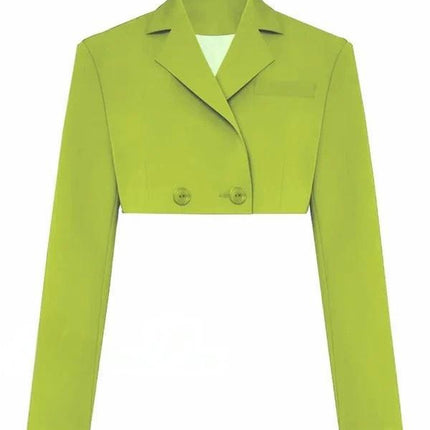 Ins Amazon Hot Selling Women's Two-Piece Short Skirt Suit Double-Breasted Short Suit Jacket Pleated Mini Skirt