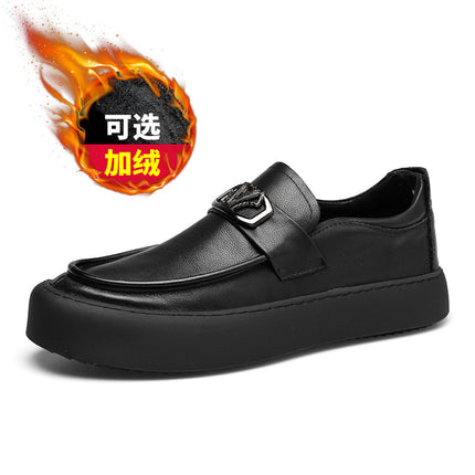 Men's Shoes, New Autumn and Winter Suede Casual Leather Shoes, Men's Trendy, Fashionable, Comfortable and Versatile Slip-On Slip-On Shoes
