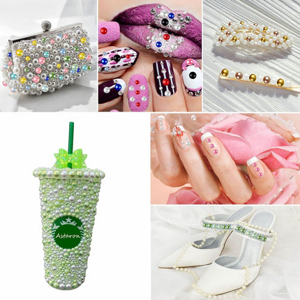 Nail Art Ab Colorful Flats Bottom Diamond Semi-Circle Pearl Mixed Color Set DIY Material Mobile Phone Shoes Clothing Cup Accessories