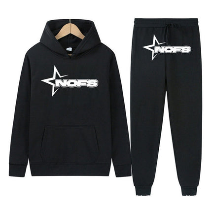 Y2K New Long Sleeve Noes Hoodie Suit Sweatshirt Two-Piece Punk Band Rock Clothing Streetwear