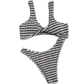 2025 Foreign Trade New Bikini Swimwear Women's Split Wave Cloth Sexy Lace-up Bikini Swimsuit
