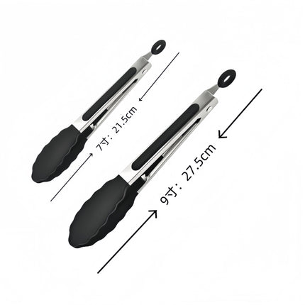 Cross-Border High-Temperature Resistant Steak Grilling Tongs 430 Stainless Steel Anti-Scalding Thickened Barbecue Tongs Kitchen Tools Food Tongs