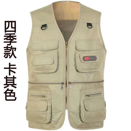 Cross-Border Outdoor Multi-Pocket Vest Men's Fishing Vest Photography Middle-Aged Men's Tops Work Clothes Middle-Aged and Elderly Dad Wear
