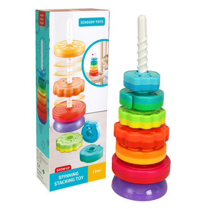 Amazon Yiyuanquan Infant Cognitive Rainbow Rotating Toy Enlightenment Early Education Geometric Ring Stacking Toy