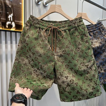 2025 Summer Men's Thin Fashion Casual Sports Shorts Trendy Full Print Beach Floral Versatile Shorts