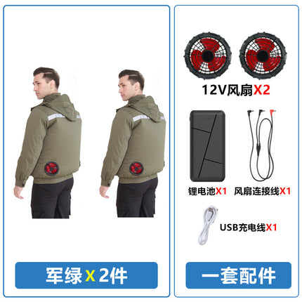 Hooded Sun Protection Air-Conditioned Clothing, Summer Air-Conditioned Clothing with Fan for Cooling, Outdoor Camouflage Work Clothes, Wholesale Workwear
