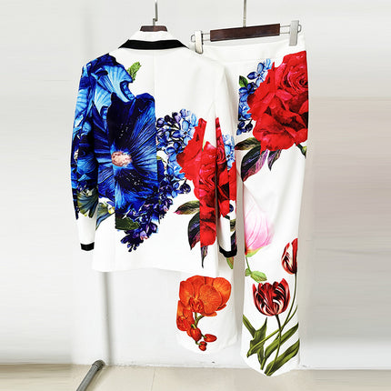 In Stock 2026 New European and American Celebrity Style Fashionable Digital Print Casual Suit Pants Set Two-Piece Set