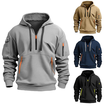 Cross-Border Spring and Autumn Men's Sweatshirt Hoodie Zipper Multi-Pocket Pullover Men's Sports Casual Jacket