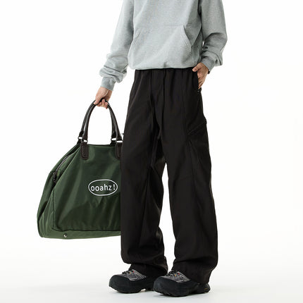 American-Style Outdoor Cargo Pants for Men, Autumn Quick-Dry Water-Repellent Hiking Long Pants with Functional Side Chains, Sports Casual Pants