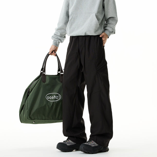American-Style Outdoor Cargo Pants for Men, Autumn Quick-Dry Water-Repellent Hiking Long Pants with Functional Side Chains, Sports Casual Pants