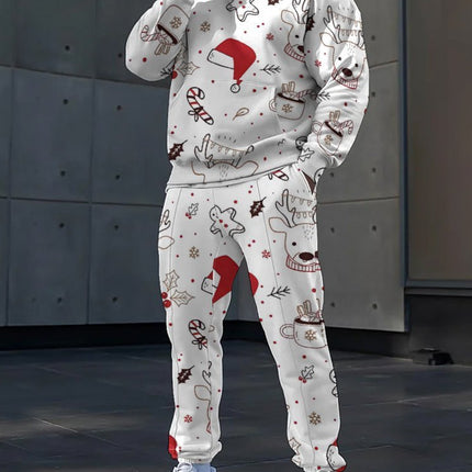 Autumn and Winter Loose 3D Men's Hooded Sweatshirt Set Christmas Printed Sports Two-Piece Set Cross-Border Trendyy Export