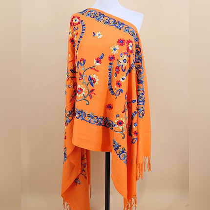 Ethnic Style Border Cashew Embroider Flower 300g Scarf Imitation Cashmere Gift Shawl Travel Cloak Warm Shawl