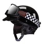 New national standard 3c helmet + original brim + high-end goggles + black and white checkered scarf / Glossy black