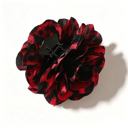 Fashion Fabric Leopard Print Camellia Hair Clip European and American Style Personality Girls' Back of the Head Flower Hair Clip Hair Accessory