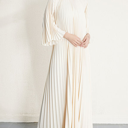 Plus-Size Women's Pleated Dress, Cross-Border Fashion, Elegant, Waist-Cinching, Slimming, High-End Long Dress, Pleated Skirt, Sweet and Fresh