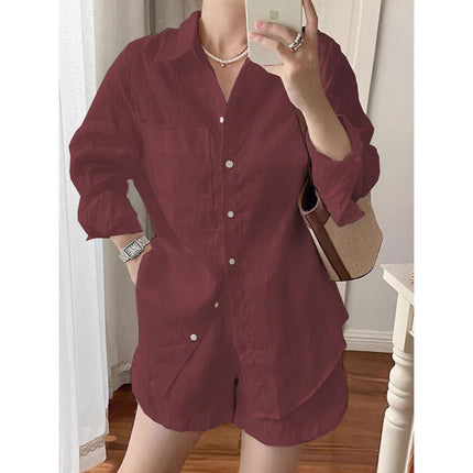 Single Piece/Complete Set 2025 Southeast Asia New Suit Cotton and Linen Shirt Shorts Casual Two-Piece Set Wholesale