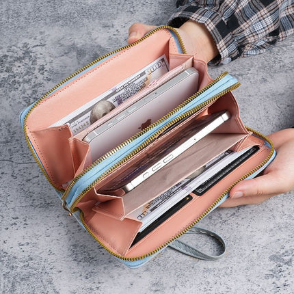 Cross-Border Label Long Versatile Double Zipper Korean Style Student Floral Large Capacity Phone Bag Clutch Soft Coin Purse