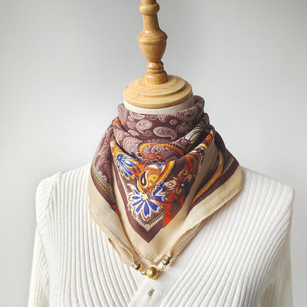 2024 New Cotton and Linen Square Scarf Autumn and Winter Neck Protection Small Scarf Women's Magnetic Buckle Triangle Scarf High-grade All-match Scarf