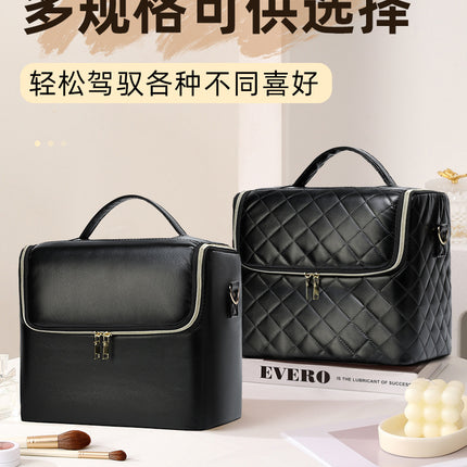 New Storage Bag Plaid Large Capacity High-Level Makeup Brush Set Makeup Makeup Artist Portable Cosmetic Bag