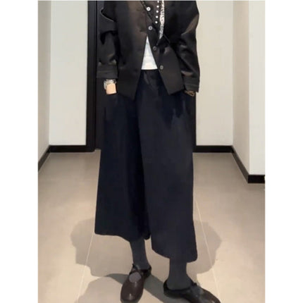 Fat Design Elastic Waist High Waist Skirt Women's Spring Large Size Pear-Shaped Figure Slimming Wide Leg Culottes