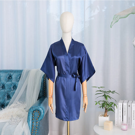 bride Gown morning Gown Lady nightgown wedding makeup bridesmaid group wedding kimono imitation silk cardigan bathrobe